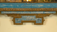 Gilt & Blue Painted Italian Looking Glass