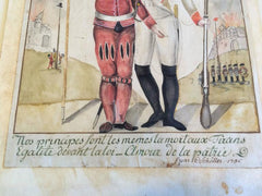 18th Century French or Swiss Military Watercolor, Signed and Dated