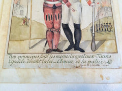 18th Century French or Swiss Military Watercolor, Signed and Dated