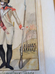 18th Century French or Swiss Military Watercolor, Signed and Dated
