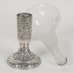 19th Century Repousse & Openwork Cut and Etched Crystal Vase