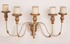 A Pair of Iron & Gilt Wood Sconces