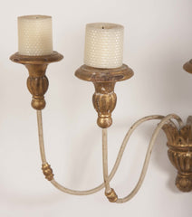 A Pair of Iron & Gilt Wood Sconces