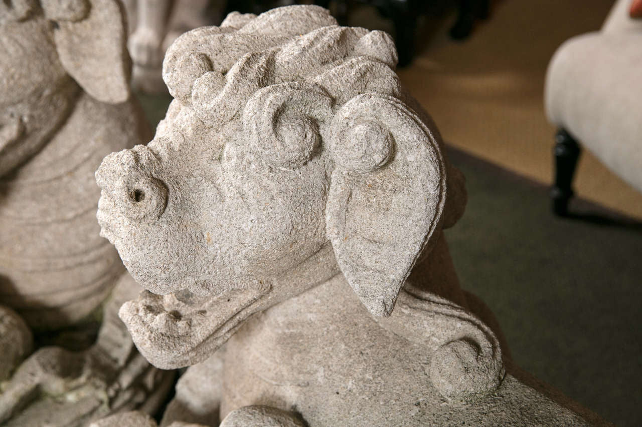Carved Stone Foo Dogs
