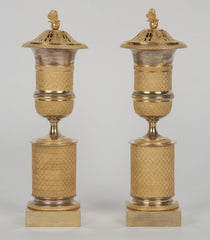 Pair of French Ormolu Bronze Cassolettes or Censers