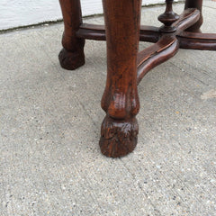 Italian Baroque Walnut Stool with Fortuny Upholstery