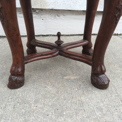 Italian Baroque Walnut Stool with Fortuny Upholstery