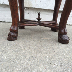 Italian Baroque Walnut Stool with Fortuny Upholstery