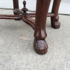 Italian Baroque Walnut Stool with Fortuny Upholstery