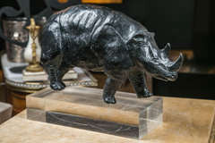 Bronze Rhino Sculpture by R. d’Andlau-Hombourg