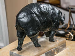 Bronze Rhino Sculpture by R. d’Andlau-Hombourg