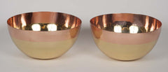 Pair of Unusual Brass & Copper Overlay Bowls