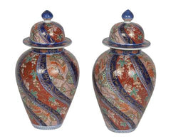 Pair of Japanese Imari Covered Jars