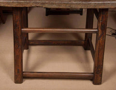 Square Stone-Topped Elmwood Table