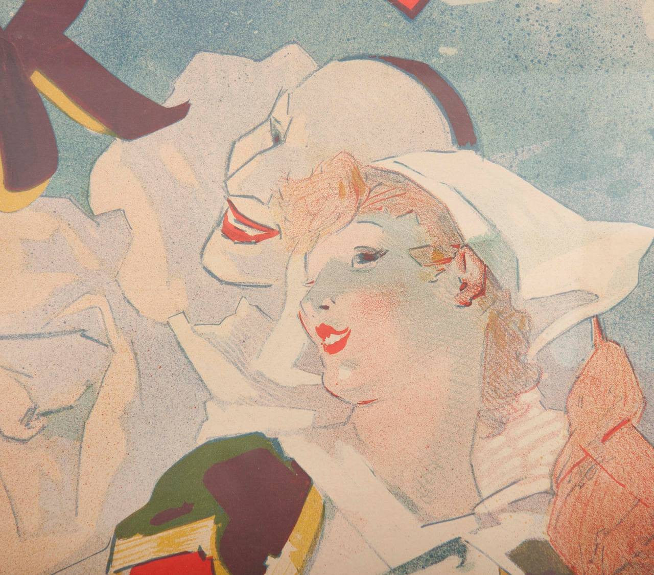 French Belle Epoque "Folies Bergere" Poster by French Artist Jules Cheret