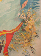 French Belle Epoque "Folies Bergere" Poster by French Artist Jules Cheret