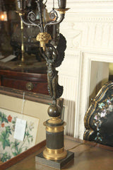French Empire Style Candelabra Mounted as Lamps