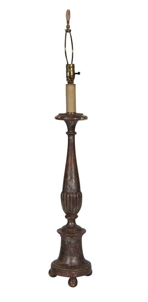 Silver Gilt Candlestick Mounted as Lamp