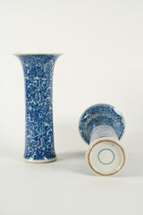 A Pair of Blue and White Chinese Trumpet Vases