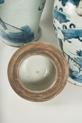 A Pair of Chinese Transitional Blue and White Covered Ginger Jars