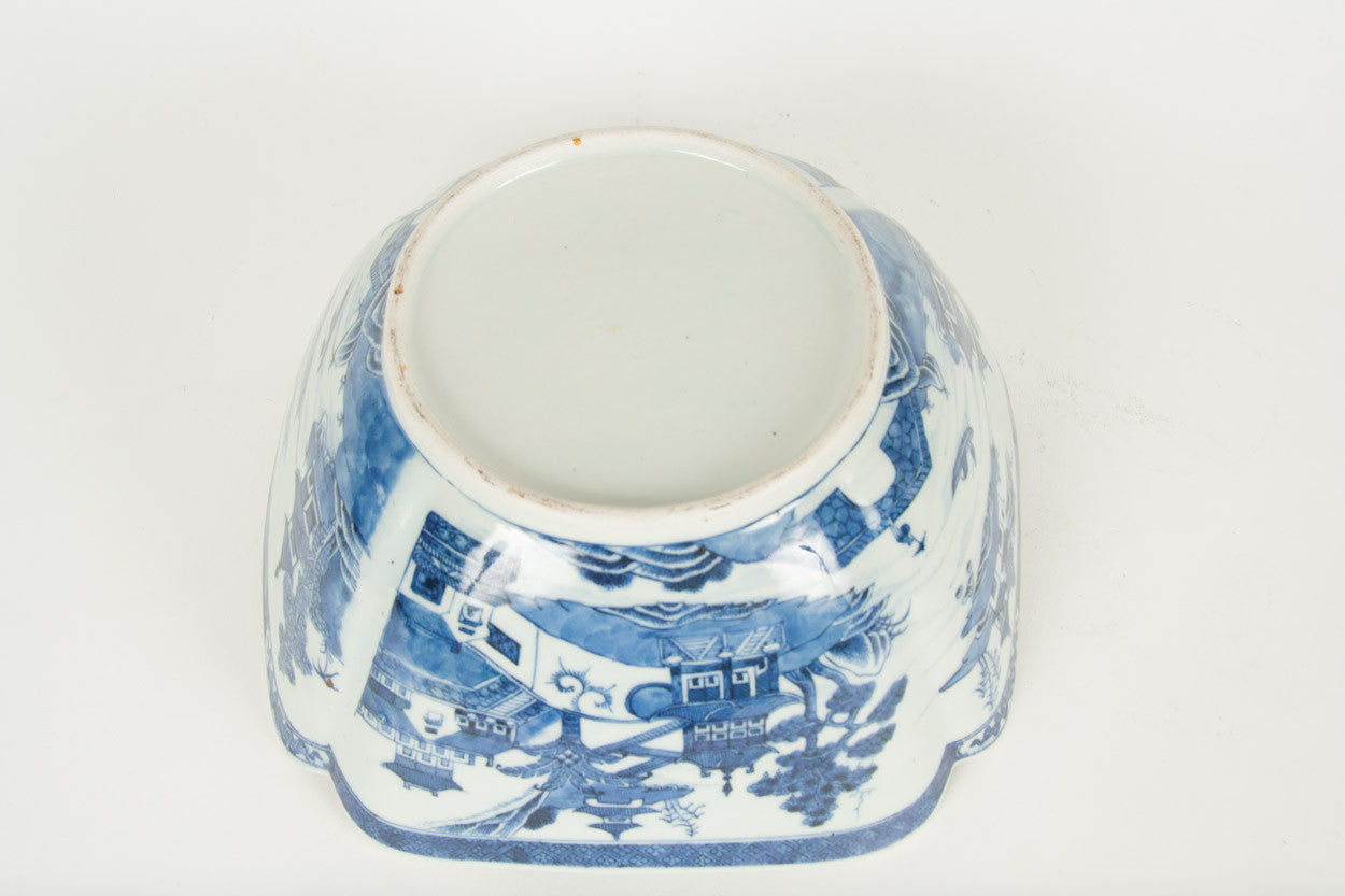 A Chinese Export Blue and White Nanking Porcelain Square Bowl