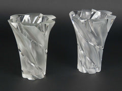 Pair of Lalique Frosted Crystal "Narcisse" Vases