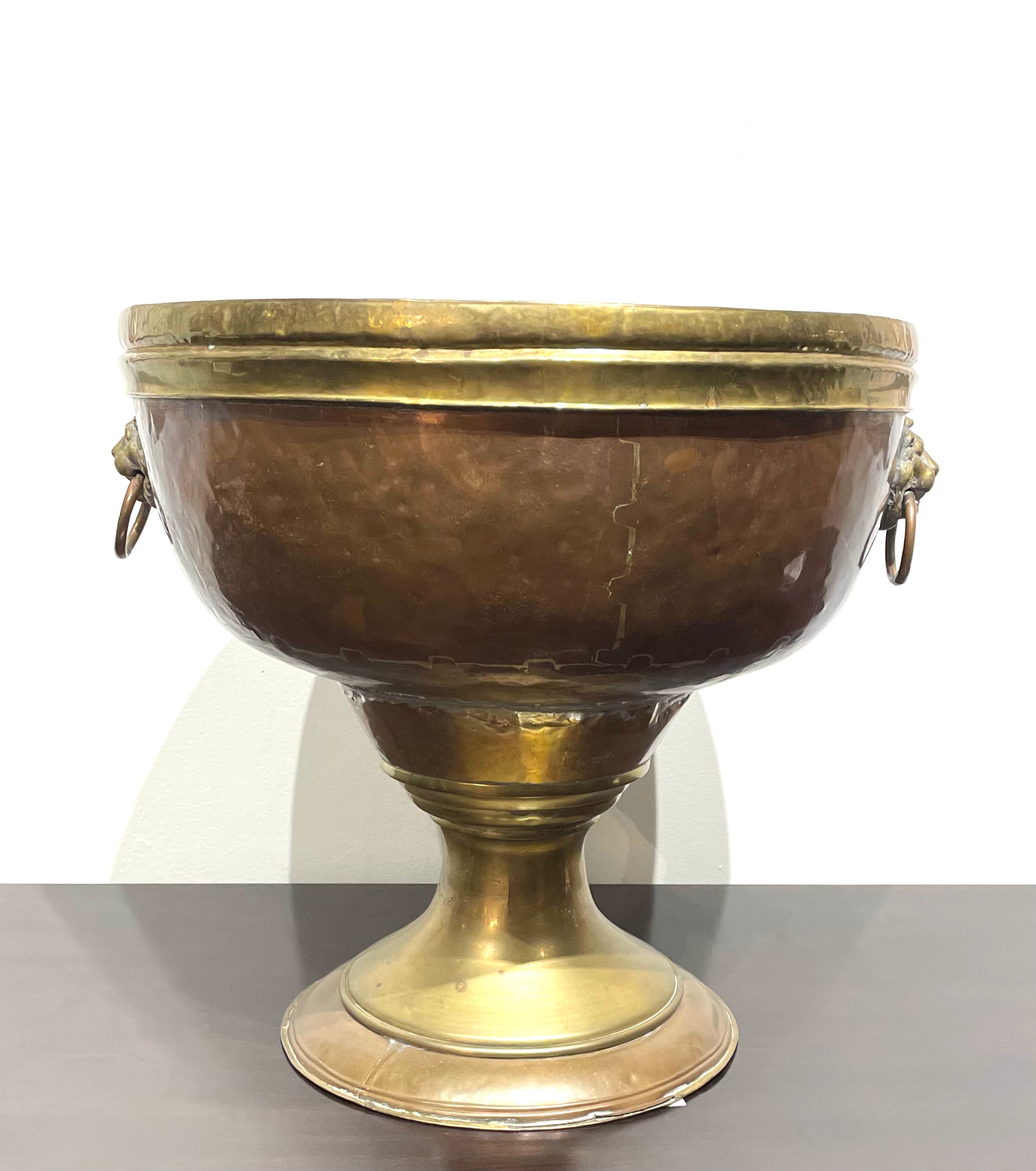 A Large Brass and Copper Tazza