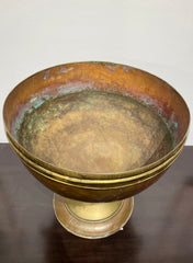 A Large Brass and Copper Tazza