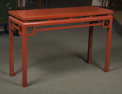 Pair of Red Lacquered Chinese Console Tables