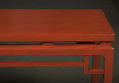 Pair of Red Lacquered Chinese Console Tables