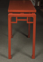 Pair of Red Lacquered Chinese Console Tables