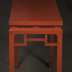 Pair of Red Lacquered Chinese Console Tables