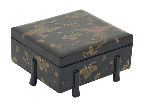 Six-Footed Black and Gold Lacquered Box