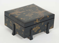 Six-Footed Black and Gold Lacquered Box
