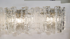 "Sierra" Ice Glass Wall Sconces with Nickel Tone Backplate by Kalmar Franken KG