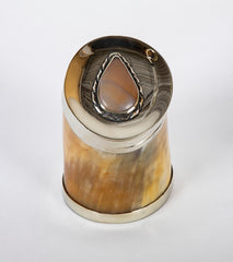 Anthony Redmile Box with Nickle Plated Mounts and Inset Opal