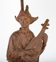French Chinoiserie Style Terracotta Musician Mounted as Lamp