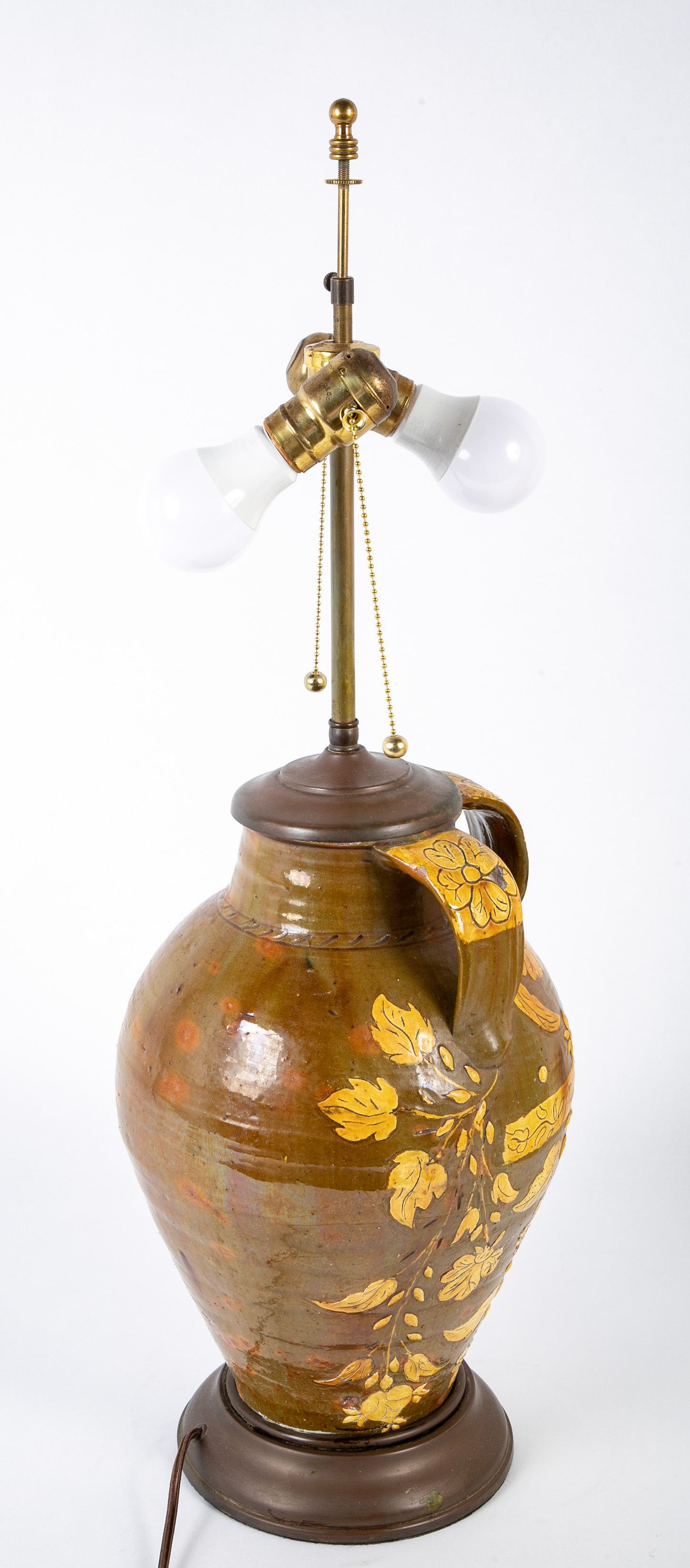 18th Century Spanish Glazed Ceramic Jar Mounted as a Table Lamp