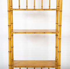 Pair Mid Century Painted Faux Bamboo Etageres by John Widdicomb