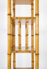 Pair Mid Century Painted Faux Bamboo Etageres by John Widdicomb