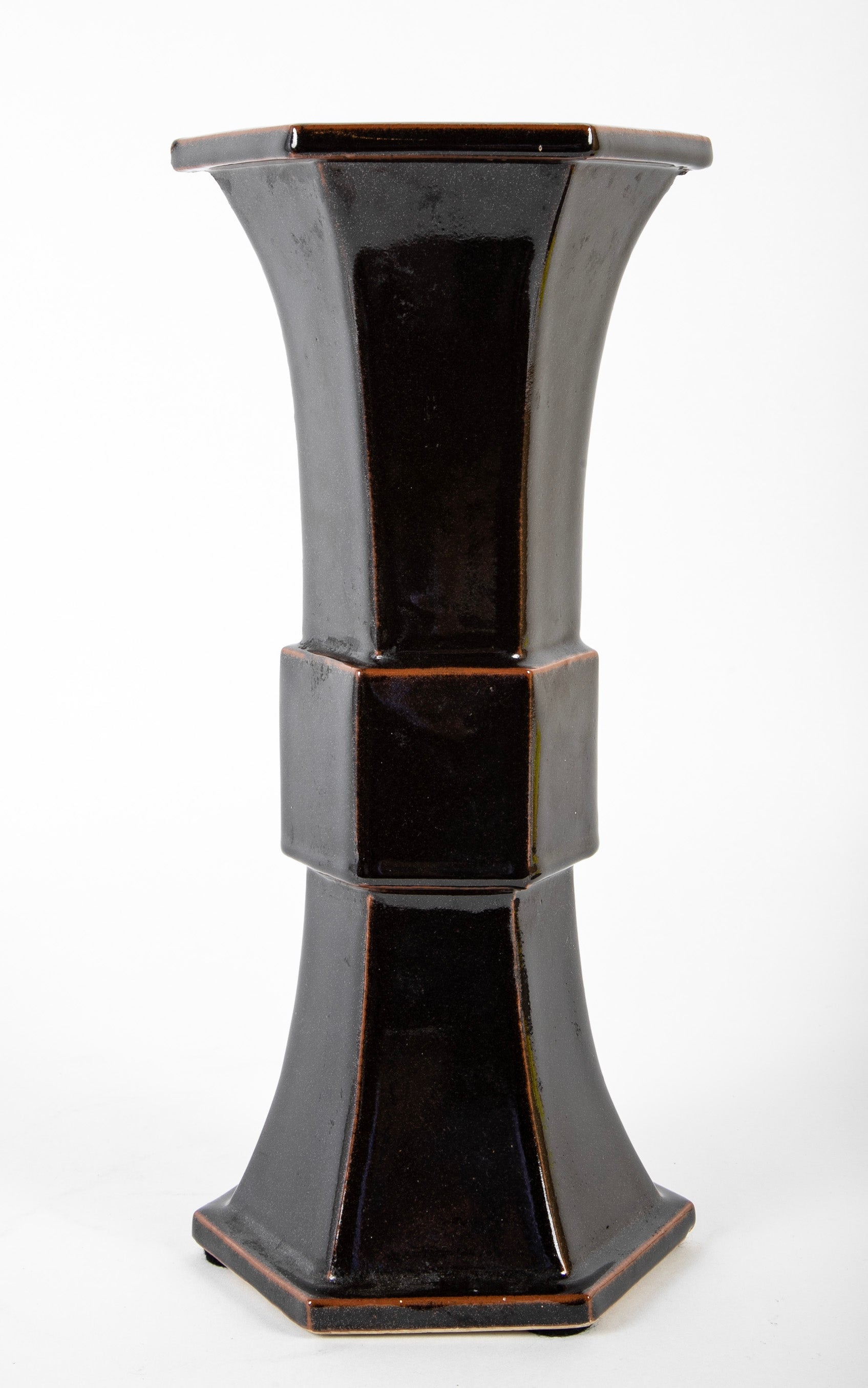 A Chinese Gu Form Vase with Chocolate Glaze