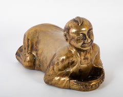 Chinese Brass Opium Pillow in the Form of a Boy