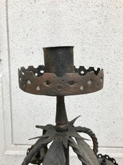 Pair of Italian Baroque Wrought Iron Five Light Candelabra