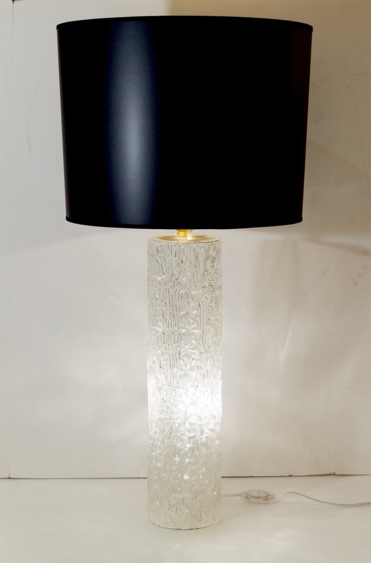 Cylindrical Glass Table Lamp with Interior Lighting by Kaiser Leuchten