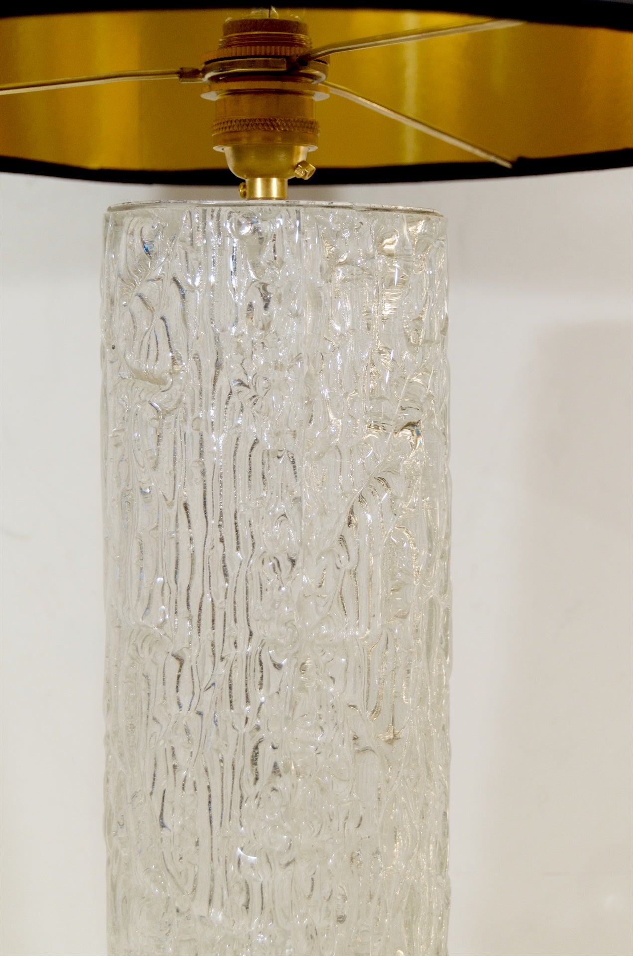 Cylindrical Glass Table Lamp with Interior Lighting by Kaiser Leuchten
