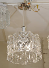 Two-Tier Chrome Drum-Form Chandelier with Square Crystals by Kinkeldey