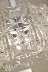 Two-Tier Chrome Drum-Form Chandelier with Square Crystals by Kinkeldey