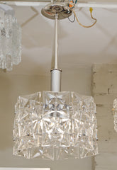 Two-Tier Chrome Drum-Form Chandelier with Square Crystals by Kinkeldey