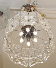 Two-Tier Chrome Drum-Form Chandelier with Square Crystals by Kinkeldey