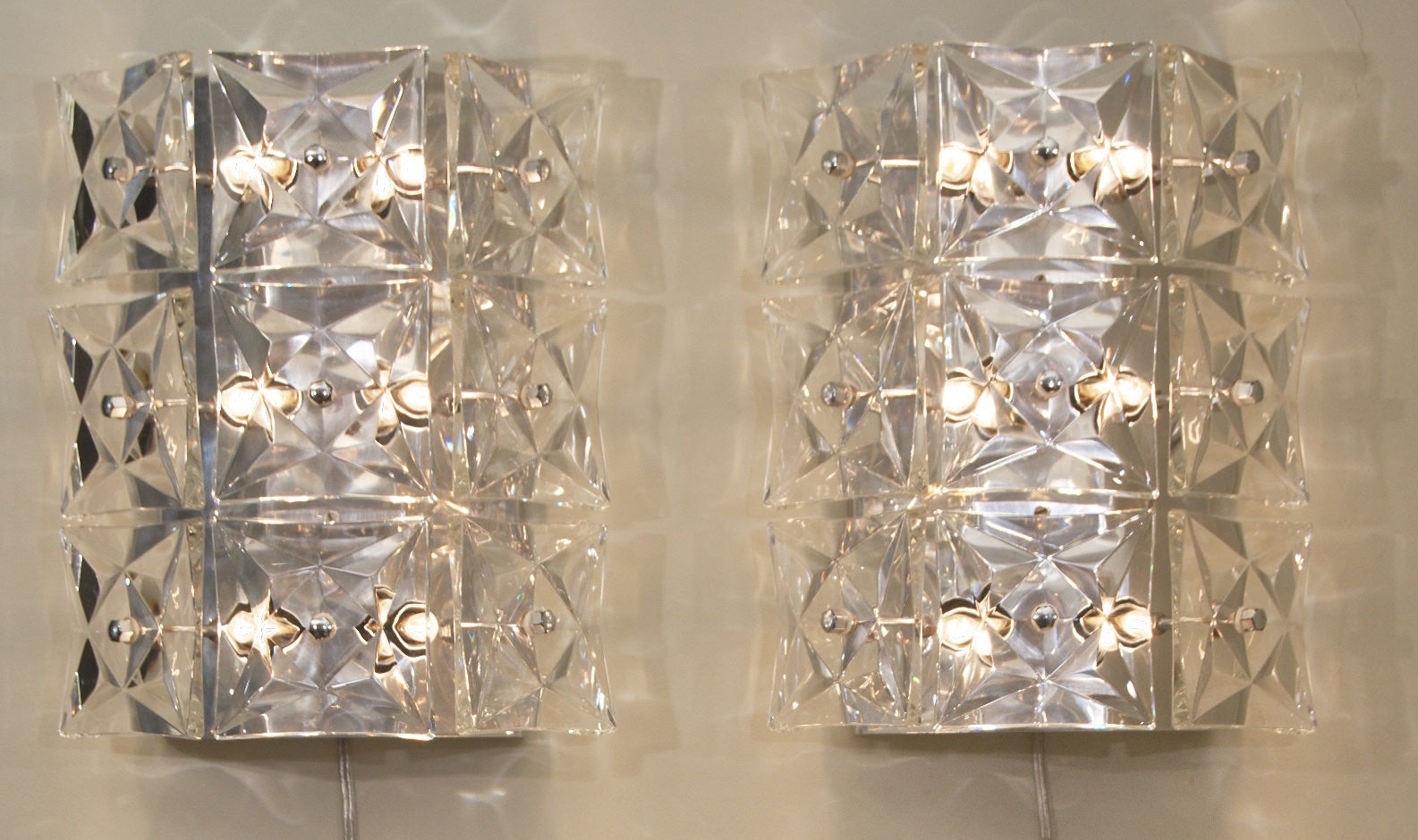 Massive Square Crystal Sconces by Kinkeldey